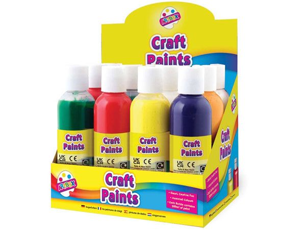 Art Box Display Of 12x Assorted Craft Paints