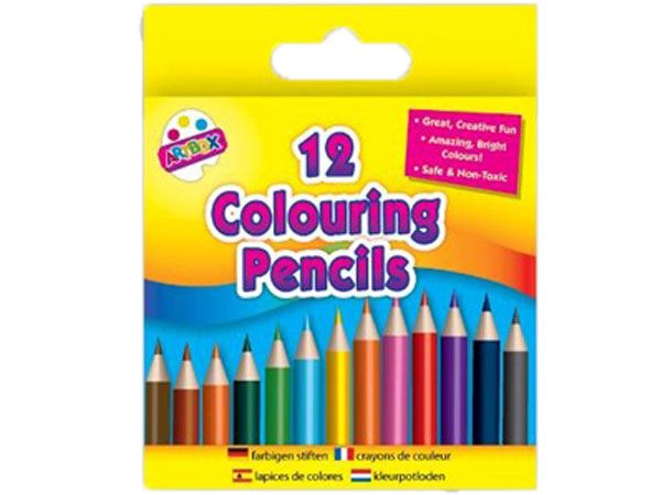 Art Box 12pk Half Size Colouring Pencil Crayons