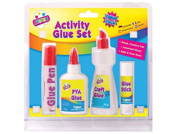 Art Box 4pce Activity Glue Set In Clam Pack